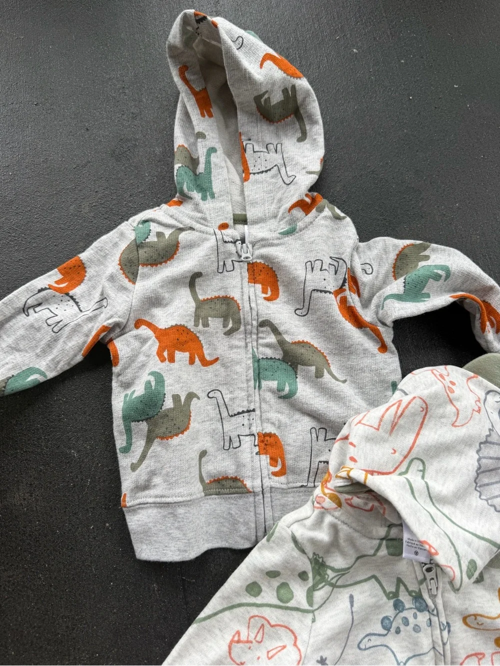 Carter's Light Gray Dinosaur Hoodie Jacket Set